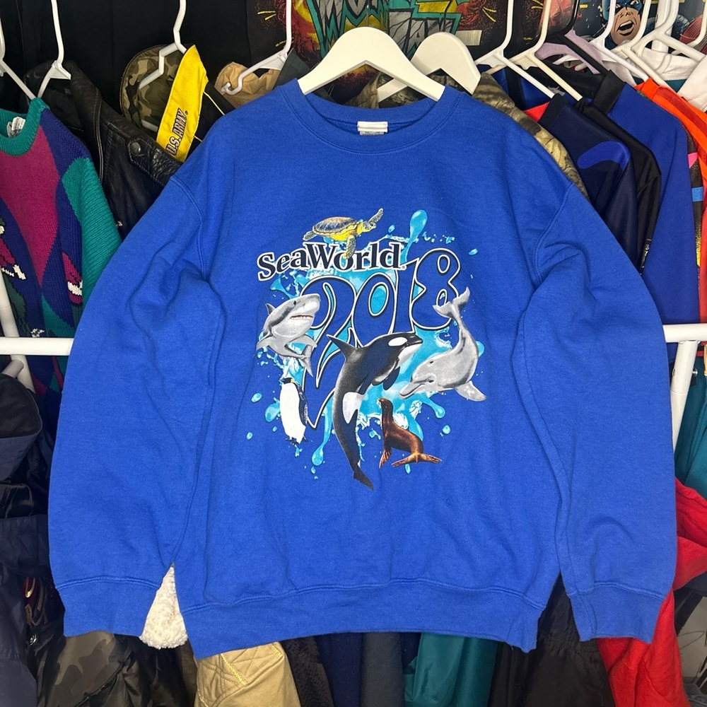 Seaworld Orlando Florida Blue Ocean Life Nature Crewneck Sweatshirt size Medium